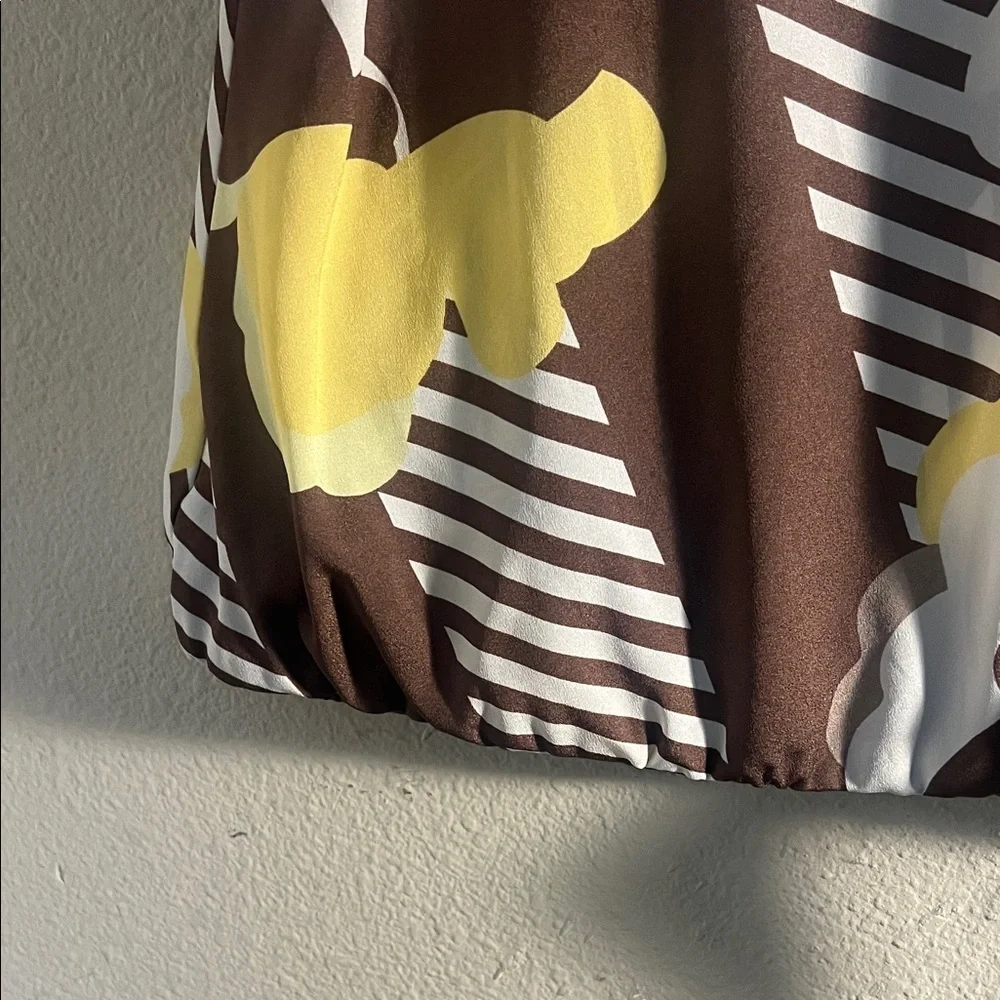 New York & Company Yellow and White Patterned Blouse